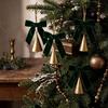 Holiday Party Hanging Ornaments 6 Pcs Velvet Bow with Bell Ornaments, Vintage Rustic Christmas Seasonal Decorative Decoration, Retro Jingle