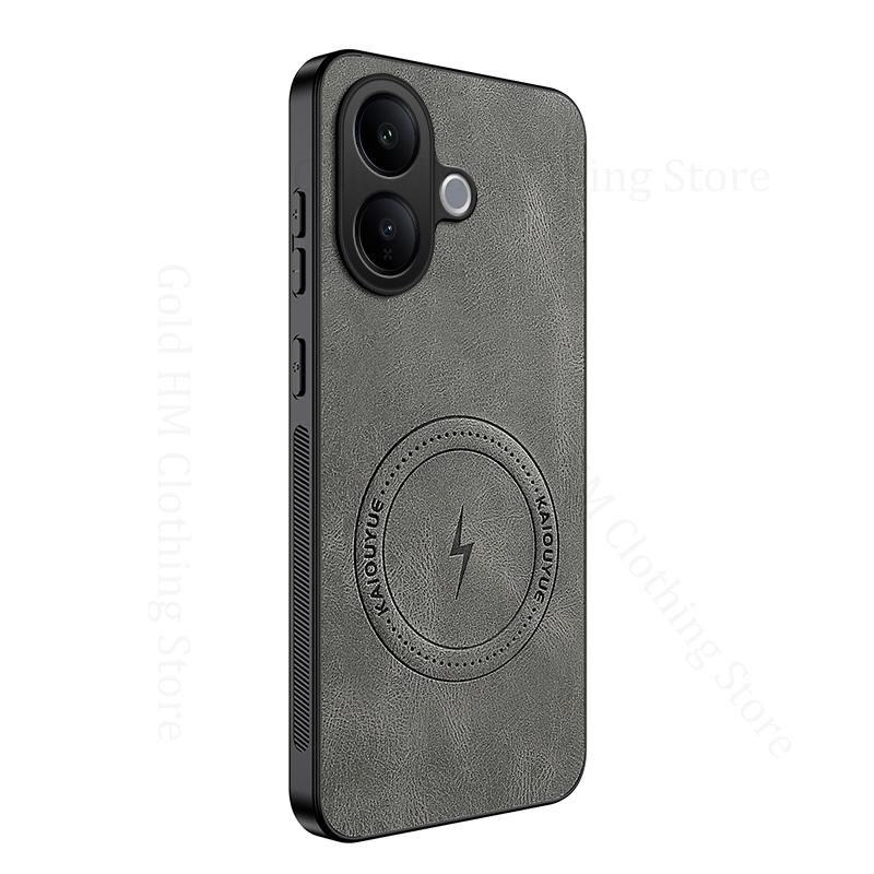 Leather Soft Bumper Phone Back Case For vivo V60 V50 Lite Magnetic Magsafing Protective Cover For VIVO Y21D Y31 5G For Magsafe