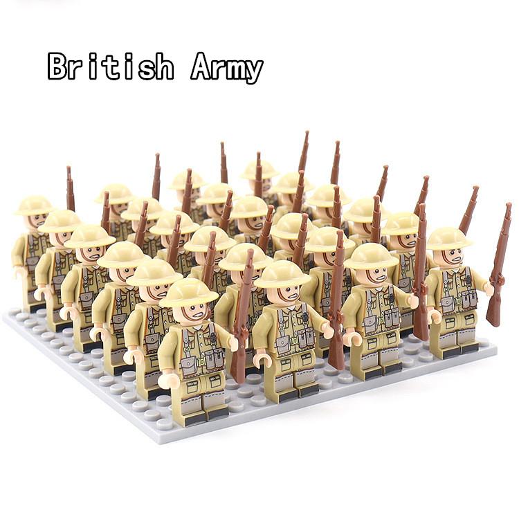 Hot WW2 Military Army Soldier Soviet US UK German France Building Blocks Set Model Bricks Action Figures Weapon Toys Kids Gift