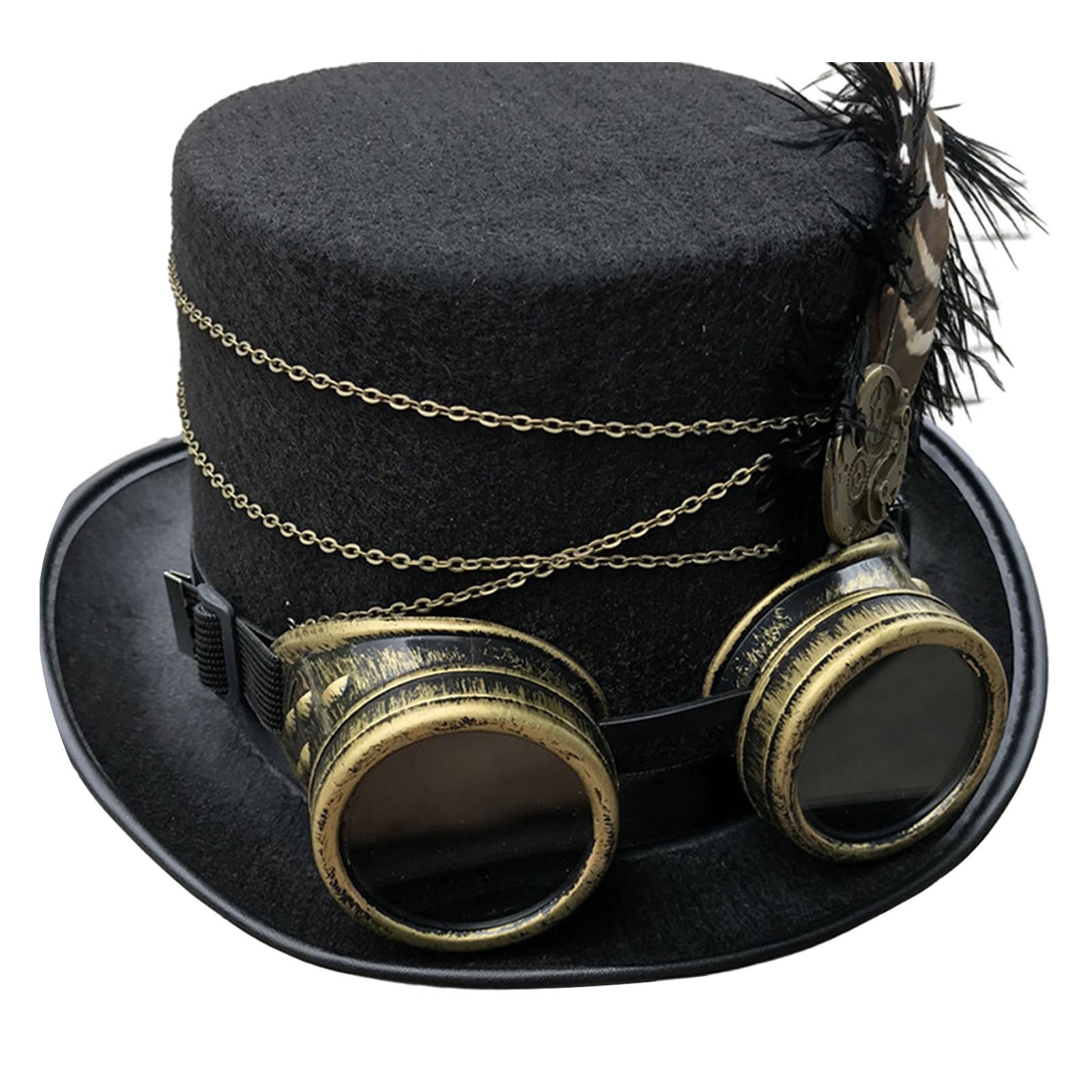 

Unisex Top Hat Steampunk Hat Flat Top Hat Gothic Universal Size Cosplay Party Hat Concert Tour Dressing Novelty Costume чорний