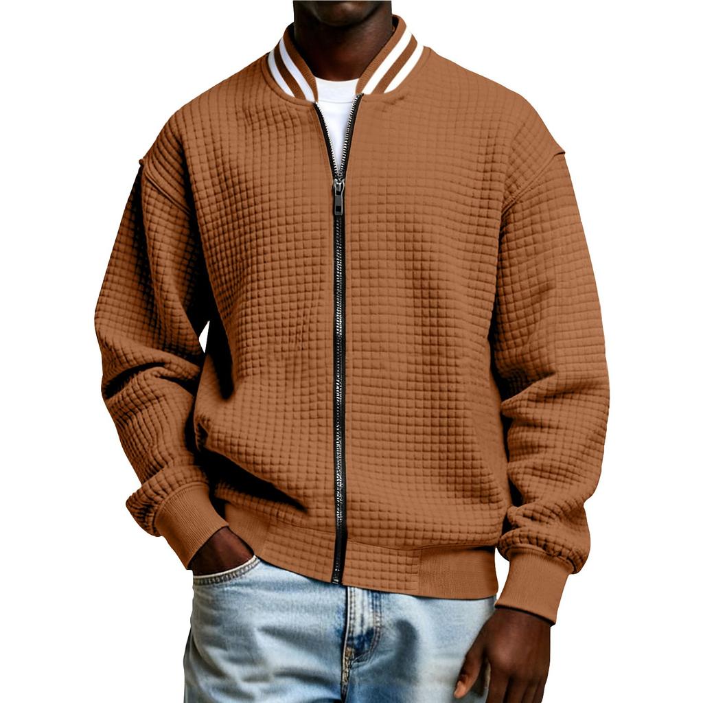 Men's Winter Solid Color Zipper Jacket Men's Casual Fashion Cardigan