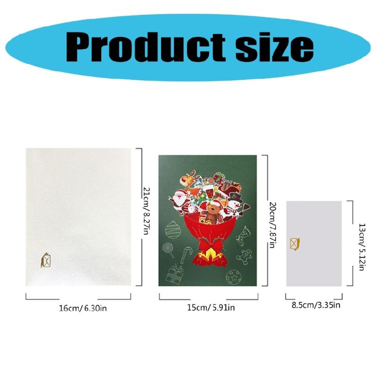 3D Christmas Dolls Bouquet Greeting Card Festival Gifts Postcard Invitation Card with Envelope Holiday Parties Supplies
