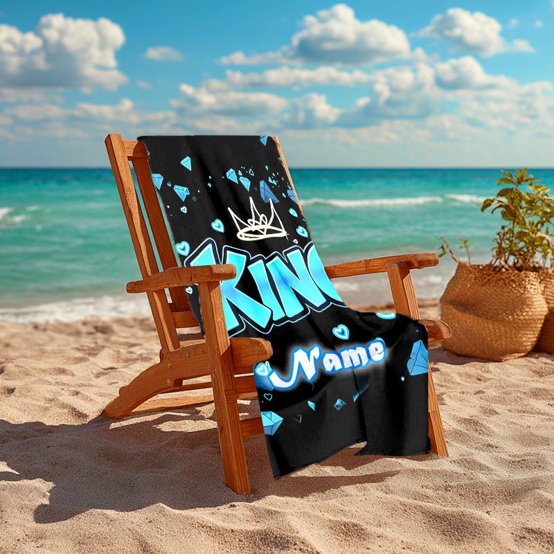 1PC Custom Name Diamonds" Beach Towel Highly Absorbent And Sand-Resistant Towel for Swimming, Pool, Yoga, And Travel Lightweight
