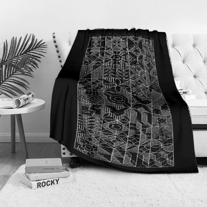 Abstrakter Geometrischer Print Fleece Decke Überwurf Weich Warm Dekorativ Sofa Bett Abdeckung Geschenk