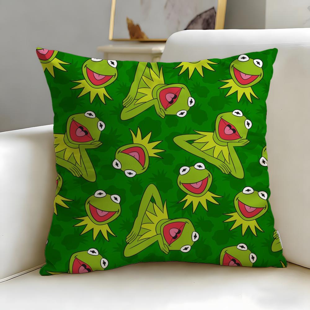 cartoon character Kermit the Frog Cushion Cover Soft  EasyWash Pillow Case  Versatile for Couch Bed Travel and Office