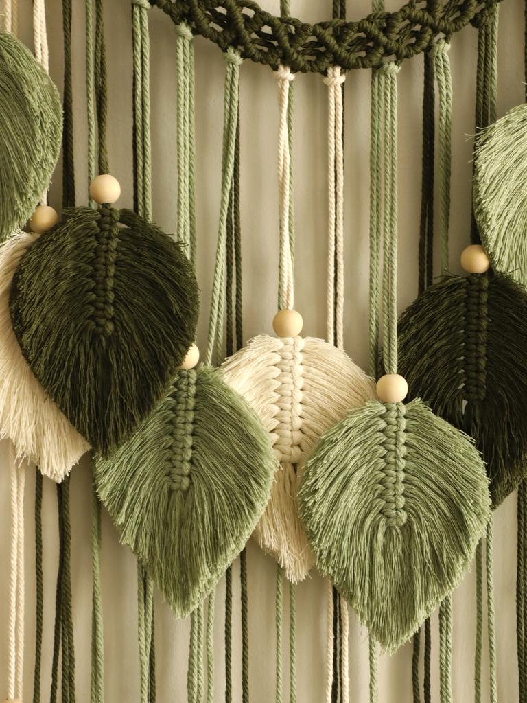 Macrame Leaf Tapestry Boho Home Decoration Handmade Tapestries Wall Art Hanging Decor Room Decors Aesthetic Home Ornament Gift