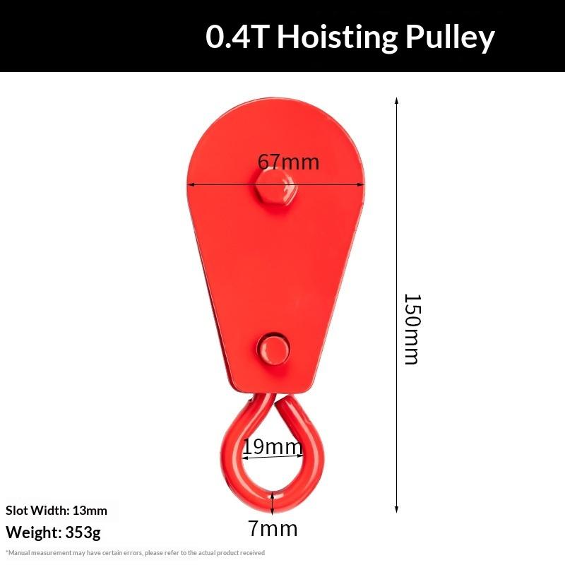 Heavy Duty Red Lifting Pulley High Load Capacity Light Weight Rust Resistant for Garage Workshop Goods Hoisting Work