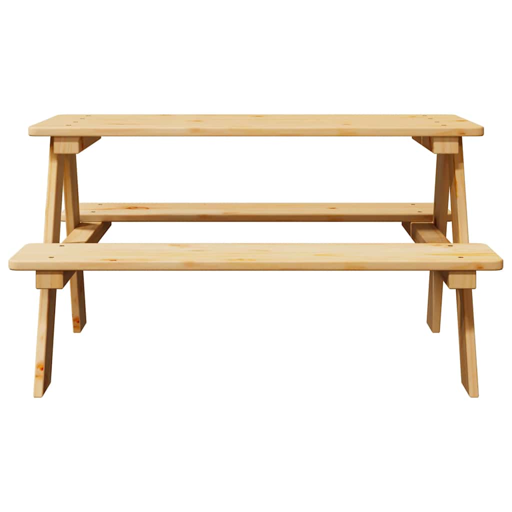 Children S Table with Benches IRUN 90x79.5x50 Cm Solid Wood