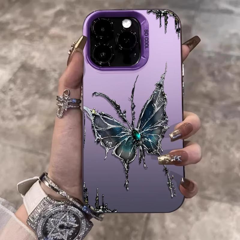 

Luxury Moon Butterfly Phone Case For iPhone 16 15 14 13 12 11 mini Pro Max X XR XSMAX 8 7 Plus Anti Fall Matte Back Cover iPhone 12 mini