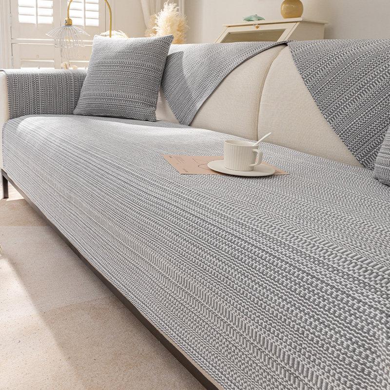 

Подушка для дивана из хлопка и льна, четыре сезона, общий скандинавский современный простой старый мешковина, нескользящая ткань для подушек, чехол для дивана, ткань 90*210