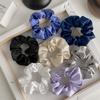Korean Puff Hair Loop Crystal Satin Hair Scrunchie Fashion Ruffle Headband  for Meatball Head