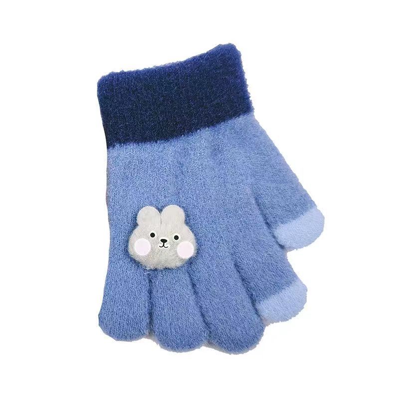 Children's Gloves Female Winter Boy Winter Warm Cartoon Cute Baby Full Finger Five Fingers Thickened Gloves