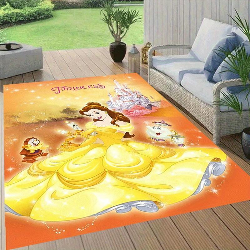 1pc Beauty and The Beast Pattern Area Rug Soft Flannel Floor Mat for Living Room,Office,Bedroom and Carpet,Sofa Coffee Table Floor Mat