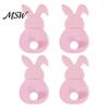 Kids Party Dining Decor 4 Pcs Easter Bunny Cutlery Holders, Felt Tableware Pouch Bags, Cute Rabbit Utensil Festive Table Centerpiece Accessory Sleeve,