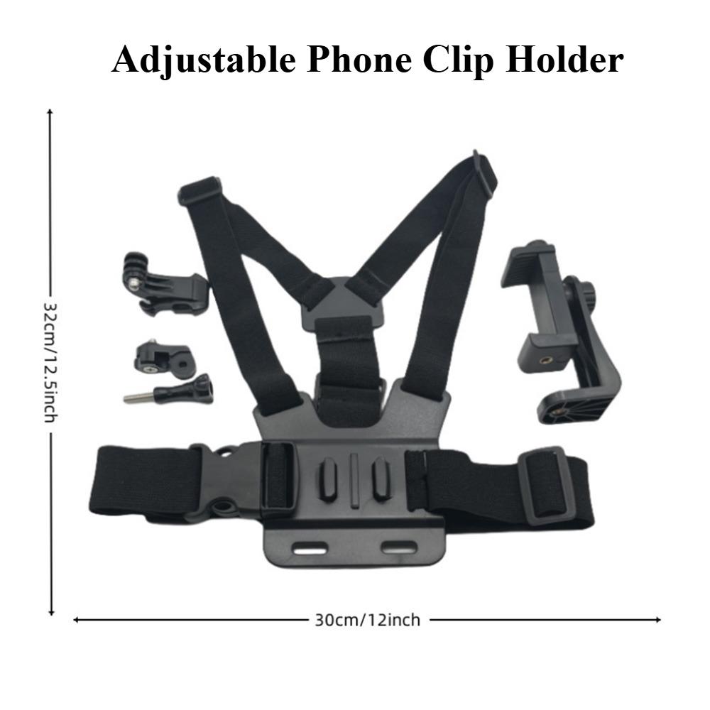 1 set Adjustable Phone Clip Holder With Chest Strap Fixation Bracket for Sport Camera Mobile Phone Camera Black Holder Accessory