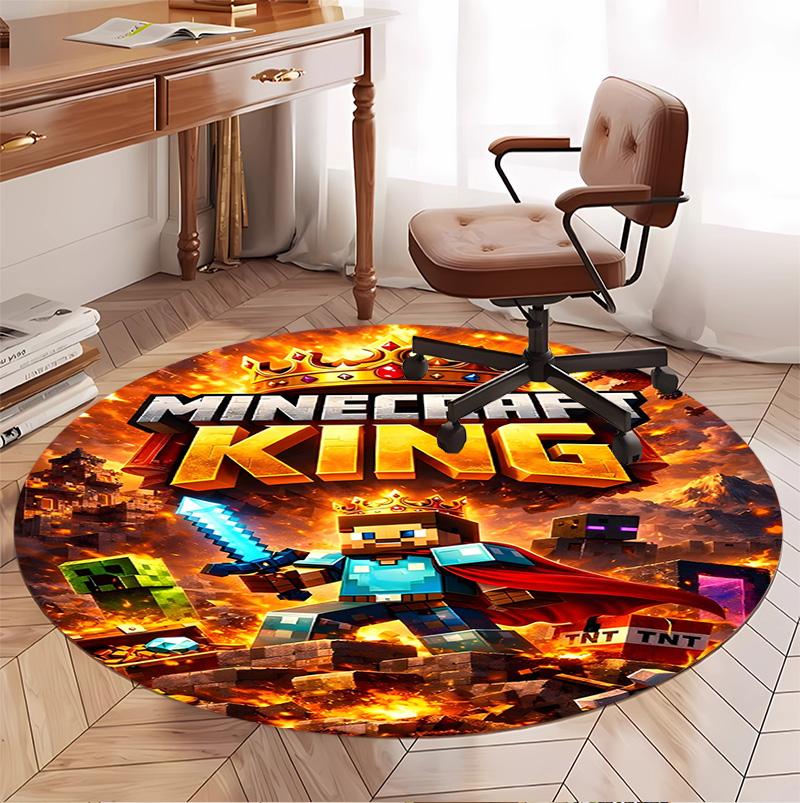 Gamer Pattern Round Rug, Indoor/Outdoor Mat, for Picnic, Gameroom, Bedroom, Office, Living Room, Home Decor Carpet, Birthday Gift