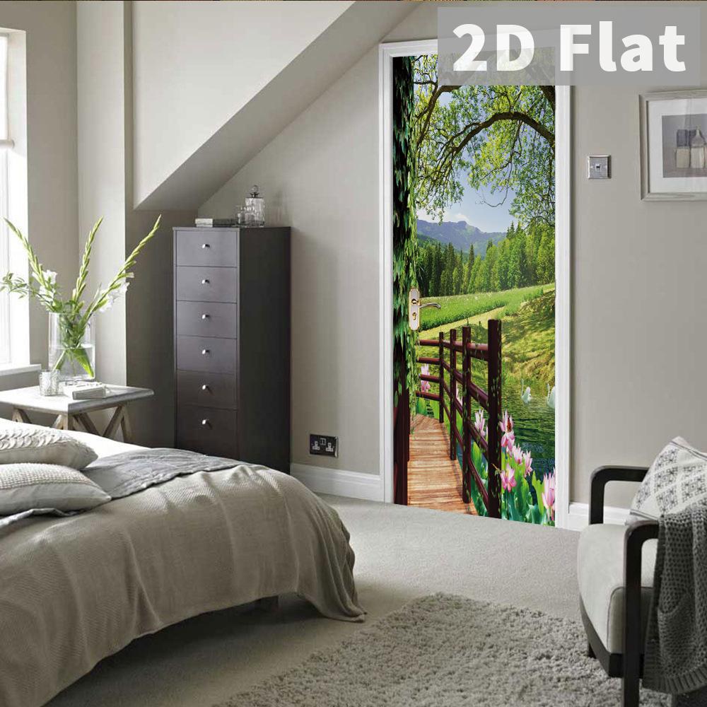76Style 77/90cm Self-Adhesive Door Stickers Removable Wall Sticker Scenery Wallpaper Stone Stair Murals for Doors Modern Home Decor