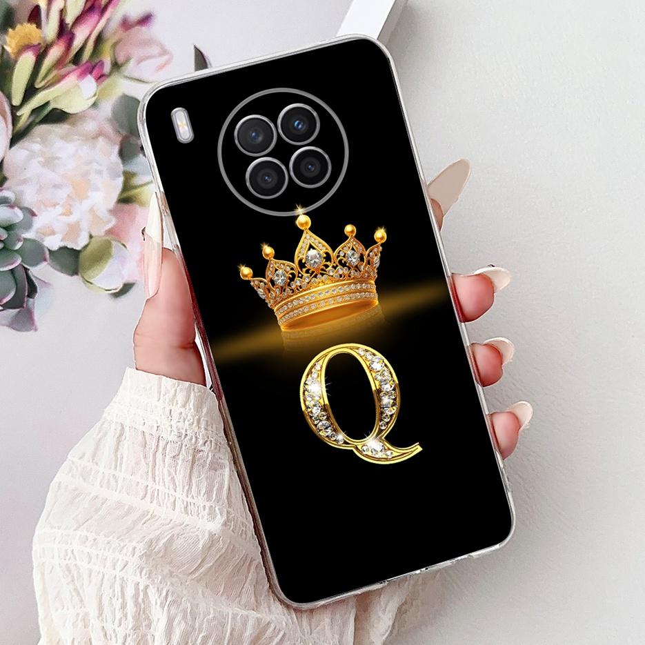 For Huawei Nova 8i Case Honor 50 Lite New Crown Letters Cover Clear Silicone Soft Slim Phone Case For Honor 50 Lite Nova8i Shell