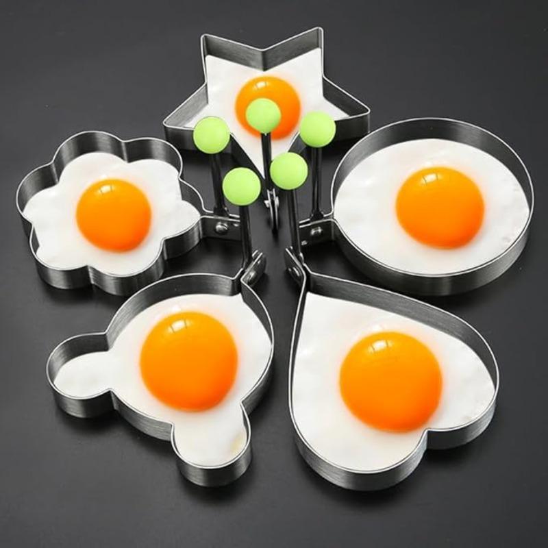 5Pcs Stainless Steel Egg Rings Mold with Handle Round Non-Stick Omelette Pancake Shaper Kitchen Cooking Tools 2