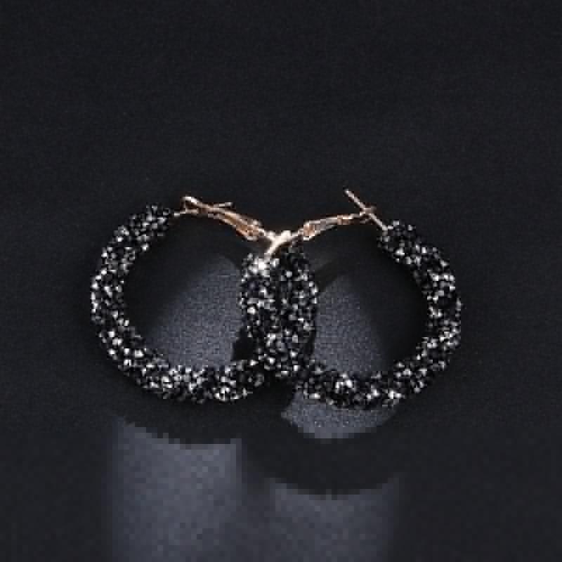 New Design Fashion Charm  Crystal Hoop Earrings Geometric Round Shiny Rhinestone Big Earring Jewelry Women