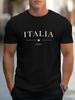 Herren Baumwolle Italien Print T-Shirt Ultra Weich Kurzarm Lässig Urlaubs Sommer T
