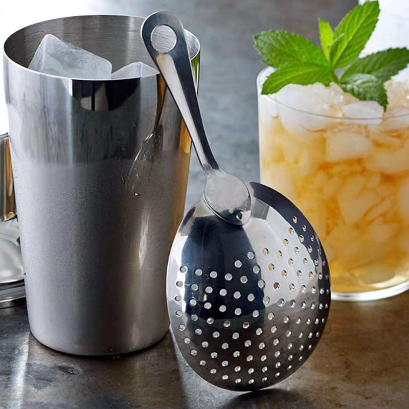 Cocktail Strainer Stainless Steel Bar Tools Bartender Julep Strainer Shaker Spoon for Cocktail Drinks Home Bar Accessories