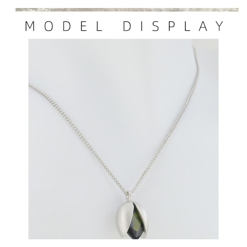 Women Dainty Luxury Simulated Food Pistachio Pendant Clavicle Chain Necklace