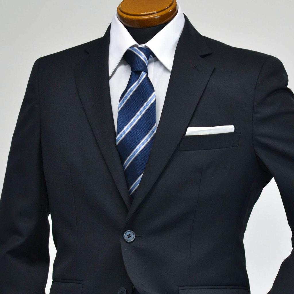 [Tuxedo Station] Silk Tie, Navy Blue Stripe, Men's, for Job Interviews, Weddings, Entrance Ceremonies, Graduation Ceremonies, After-Parties, Formal
