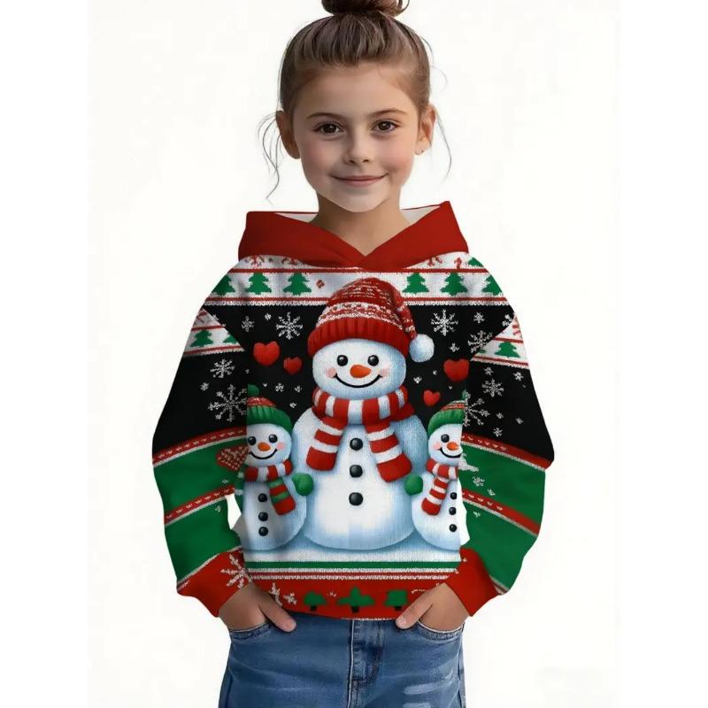 Kids Clothes Funny Christmas Hoodies Santa Claus Reindeer Long Sleeve Thin Sweatshirt for Boys Girls 3-10Y Xmas Gifts for Child