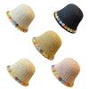 Girls Teens Crochet Bucket Hat with Flower Decals Woman Straw Weaving Floppy Hat Teens Summer Spring Camping Sun Hat