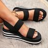 Women's Summer Wedge Sandals Elastic Ankle Strap & Open Toe Design Casual Beach Footwear for All-Day Wear, Ladies Sandals