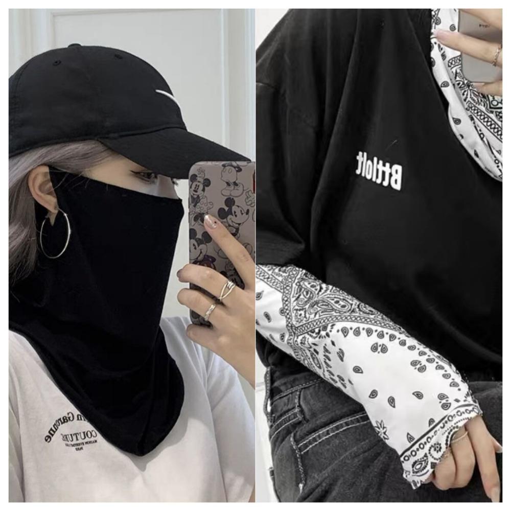 Sunscreen Mask, Men's and Women's Ice Silk Hanging Ears, Neck Protection, Scarf, Summer Sunshade