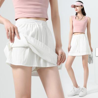 Women's Summer Casual Pants Skirt Summer Design Elastic Waist A-line Loose and Slim and Fashionable Anti-light