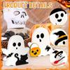 3pcs Cute Ghosts Halloween Indoor Decoration Set PVC Layered Tray Decoration Table Sign Pumpkin Pie For Party Home Shelf Display