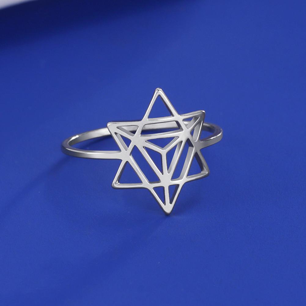 Lucktune Hexagram Merkaba Meditation Amulet Rings Women Men Stainless Steel Star Finger Ring Sacred Geometry Jewelry Party Gift