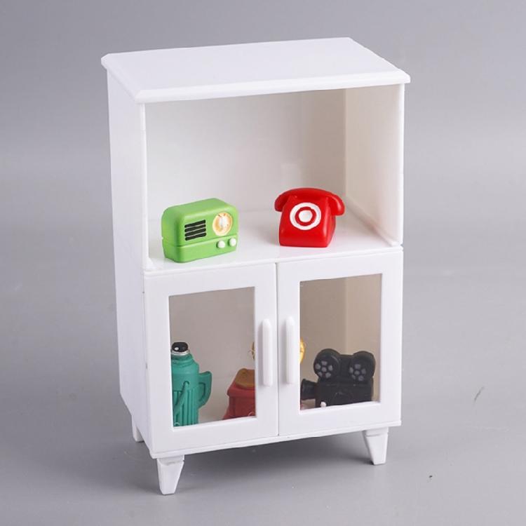 White Mini Cabinets 1/12 Scale Dollhouses Furniture Modern Kitchen Storage Shelves For Miniature Displays