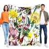 Vibrant Floral Blanket Soft Cozy Throw for Bed and Sofa, Ideal for Home Decor, Birthday Gift, Lightweight and Warm, Perfect for
