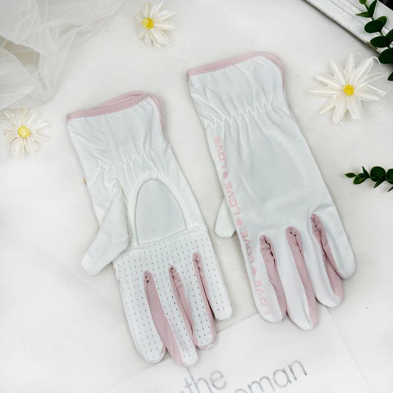 Ice Silk Sun Protection Gloves Women Summer Thin Breathable Palm Hollow Riding UV Protection Non-Slip Touch Screen