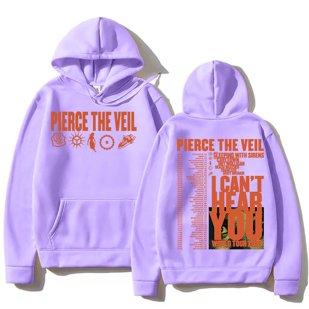 Pierce The Veil „I Can't Hear You“-Tour 2025 Hoodies – Rockband, Hip-Hop, Unisex-Streetwear für Damen und Herren – Modischer Pullover