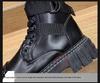 Men's Black Leather High-Top British Style Motorcycle Boots