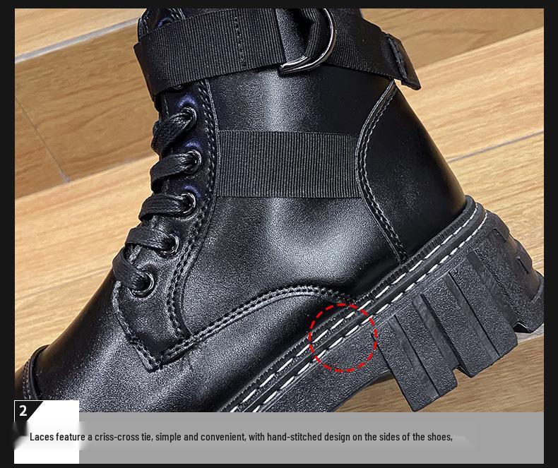 Herren Schwarze Leder High-Top Motorradstiefel im Britischen Stil
