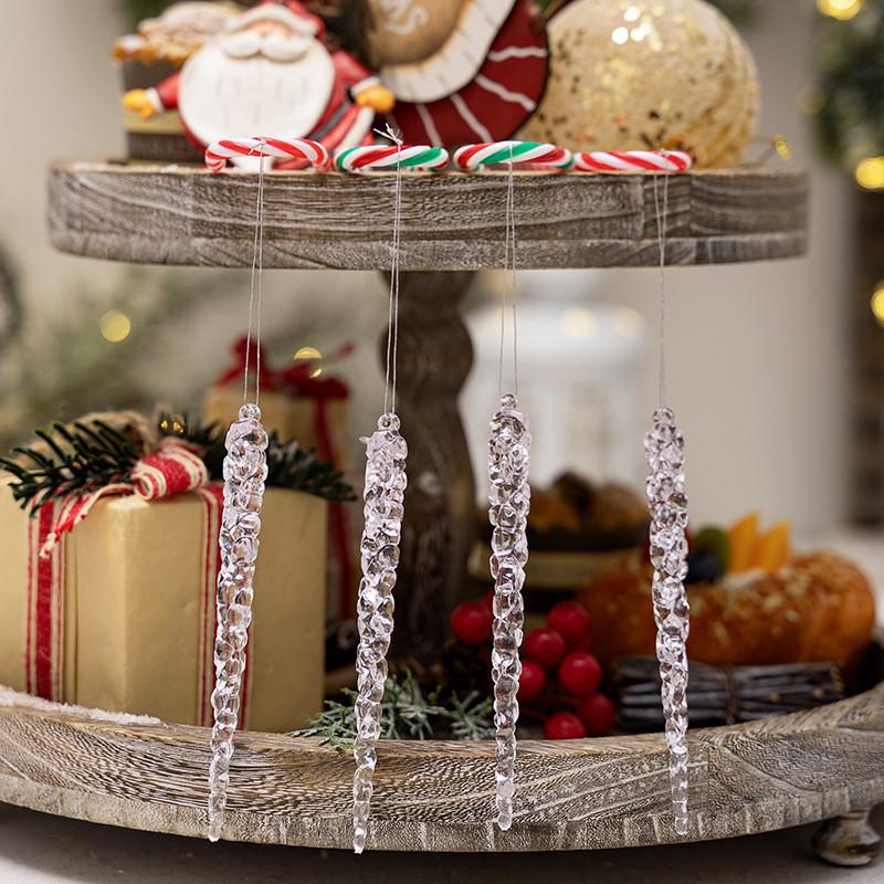 Funkelnde 12 Stück Klare Eiszapfen-Ornamente Festliche Acryl-Dekorationen für Bäume Weihnachten