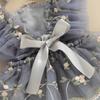 Infant Baby Girls Romper Dress Fly Sleeve Square-Neck Floral Embroidery Tulle Jumpsuit with Bow Headband