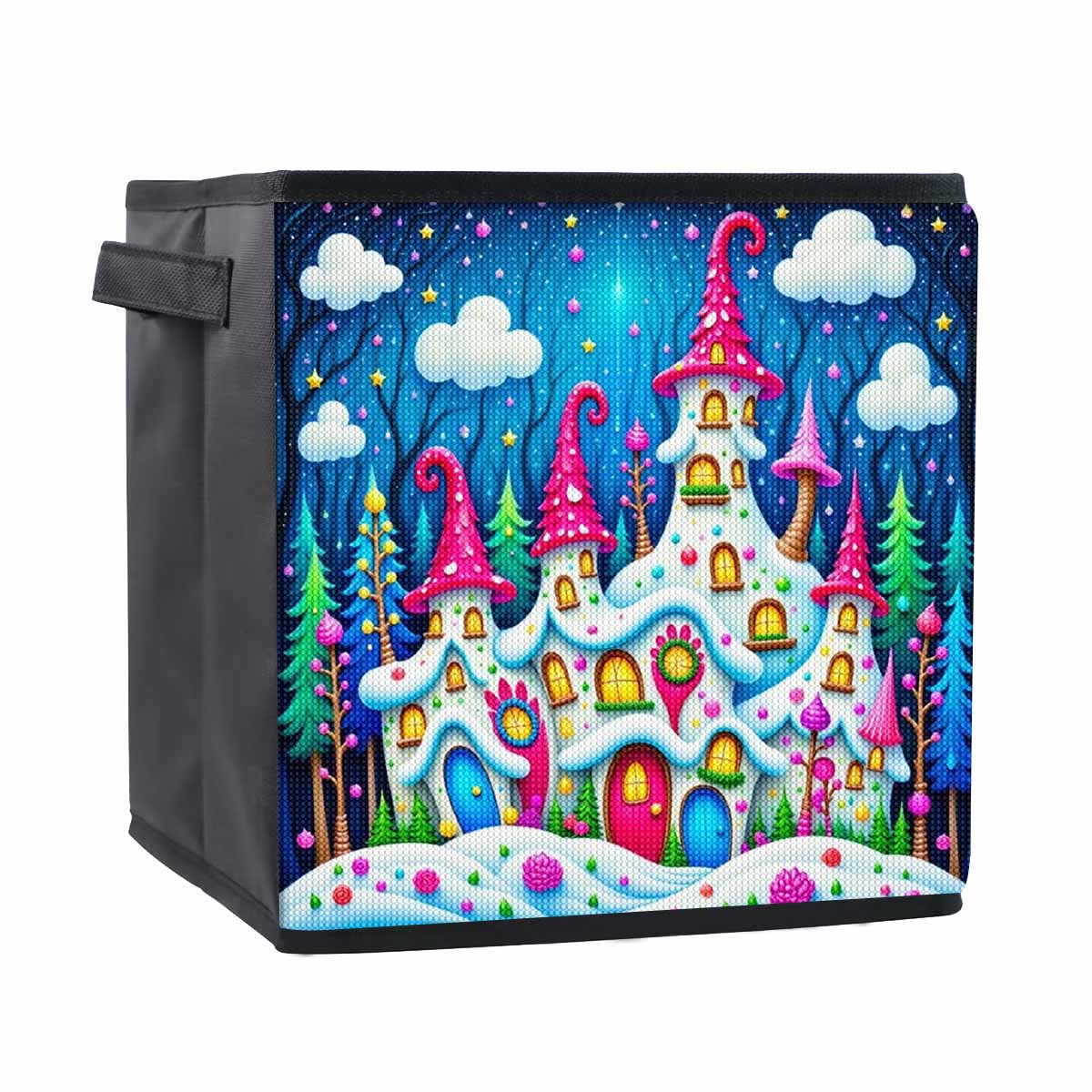 

A Colorful House 5D Diamond Painting Storage Basket Full Round Drill Mosaic Diamond Embroidery Cross Stitch Kits Home Decor Home Decor 25cmx25cm