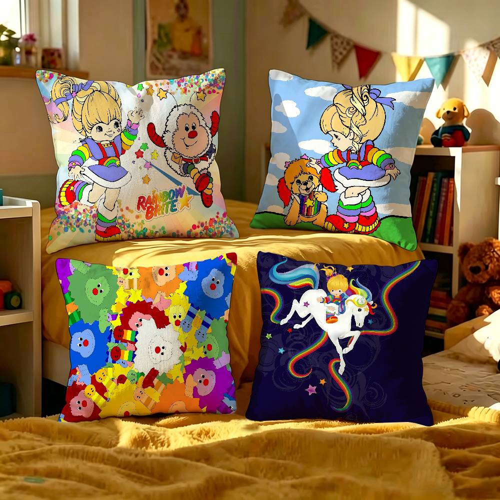 Rainbow Brite Anime Pillow Cover For Bedroom Room And Living Room Sofa Decorative Cushion Cover