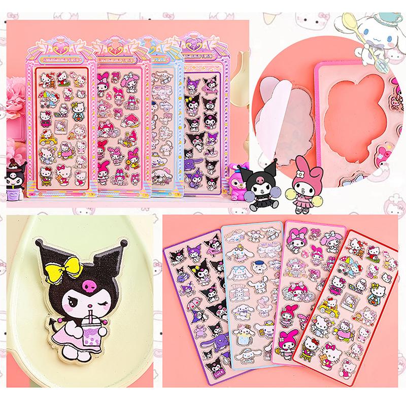 

4Pcs Kawai Sanrio Acrylic Sticker Children S Diy Handicraft Decor Toys Mobile Phone Case Tablet Refrigerator Graffiti Sticker A1