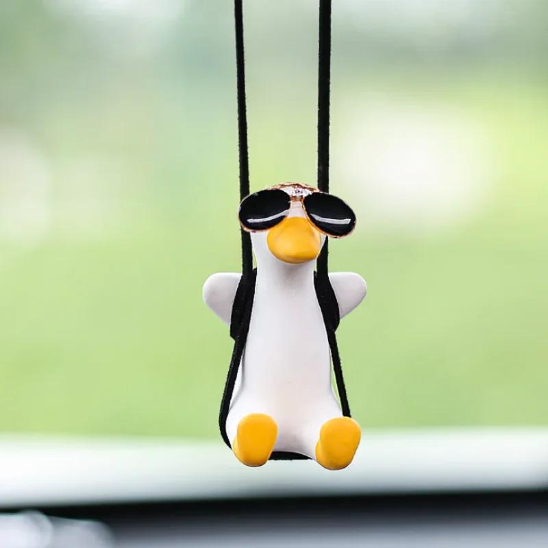 Cute Gypsum Swing Duck Anime Pendant Auto Rearview Mirror Ornaments Birthday Gift Couple Accessorie Car Fragrance Car Accessorie