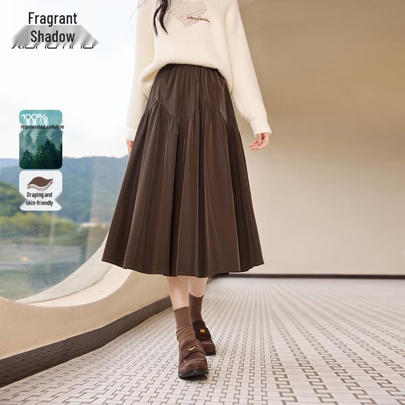 Women s High Waist Pleated A-Line Midi Skirt L