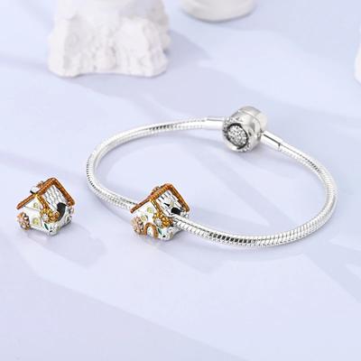 Genuine Charm Copper Creative Sunflower Flowers House Bead Fits Charm Plata Bracelet For Women Jewellery Crafting Gift