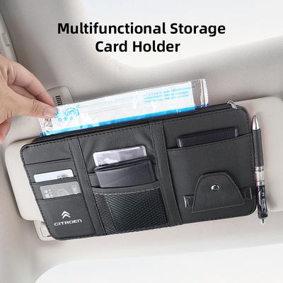 PU Leather Car Sun Visor Ticket Card Storage Bag Accessories For C1 DS3 C2 C3 Vts C4 Saxo C4L C5 C6 C8 Xsara C3-XR SEGA